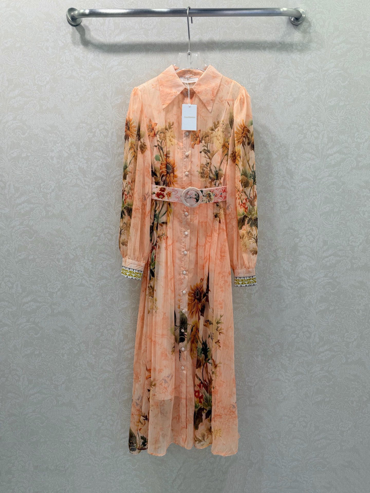 Zimmermann Afya Floral Belted Maxi Shirtdress Floral Chintz Print Cotton 347320