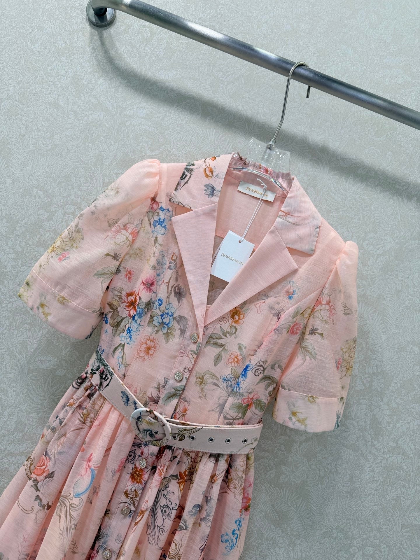 Zimmermann Jude Floral-Print Mini Dress Light Pink Floral Cotton 347292