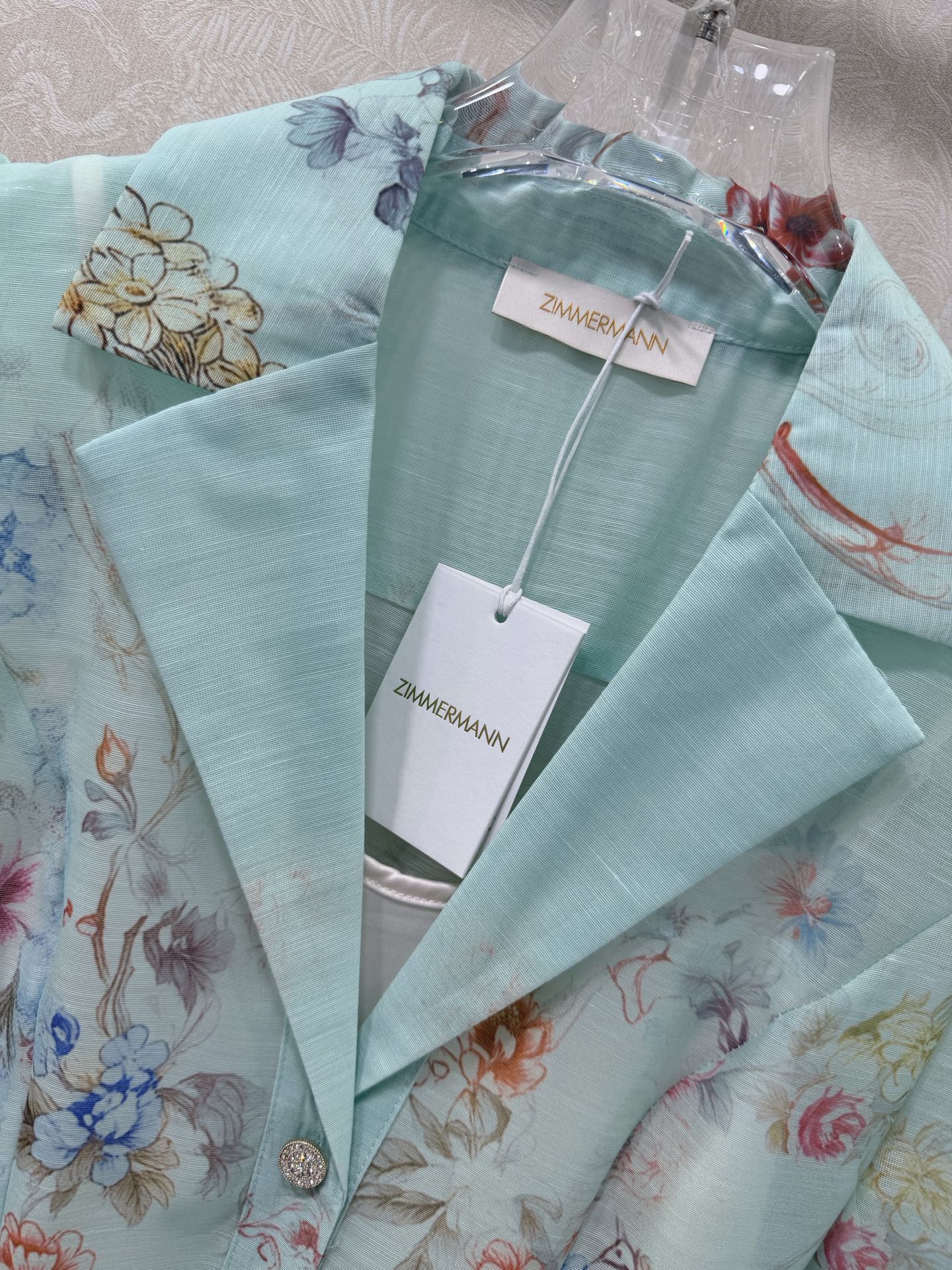 Zimmermann Floral Print Shirt Dress Turquoise Floral Cotton 347290