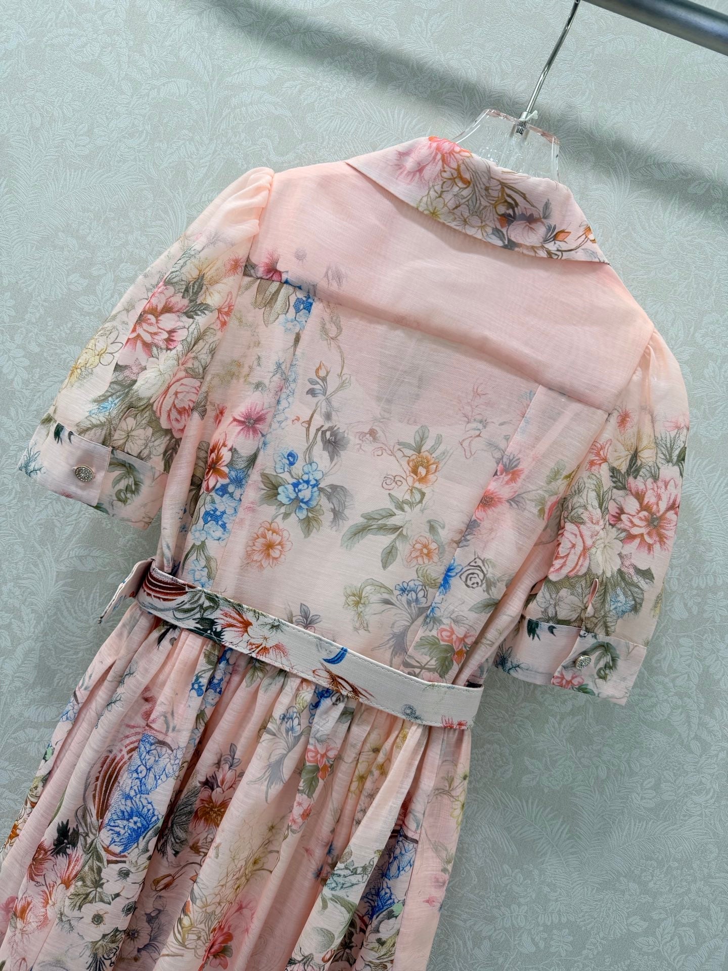 Zimmermann Floral Print Shirt Dress Light Pink Floral Cotton 347288