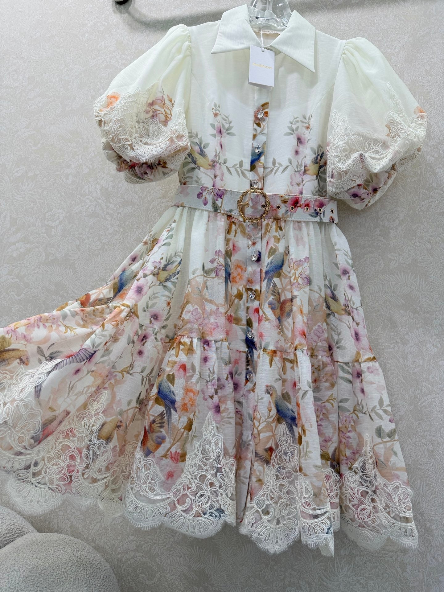 Zimmermann Luminosity Liftoff Flower Dress Morisot Ivory Floral Cotton 347283