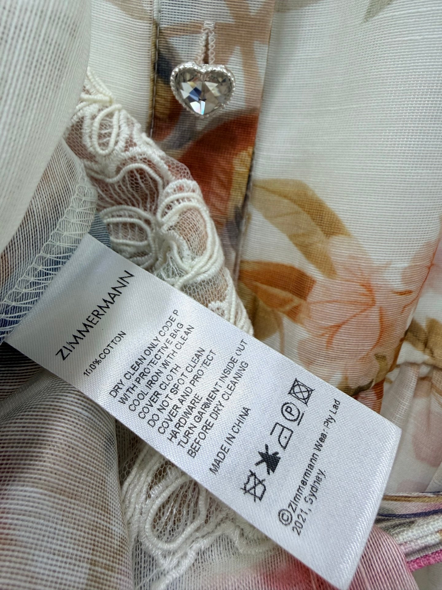 Zimmermann Luminosity Liftoff Flower Dress Morisot Ivory Floral Cotton 347283