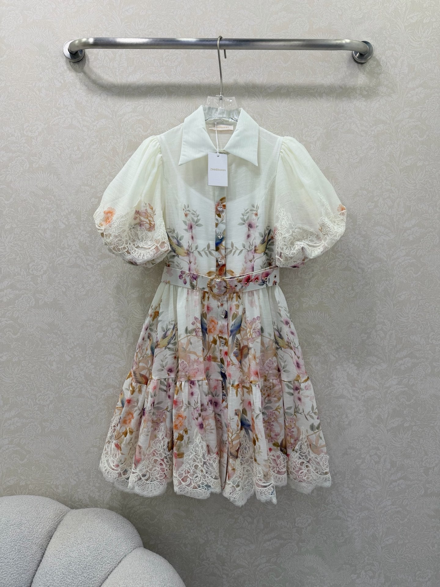 Zimmermann Luminosity Liftoff Flower Dress Morisot Ivory Floral Cotton 347283