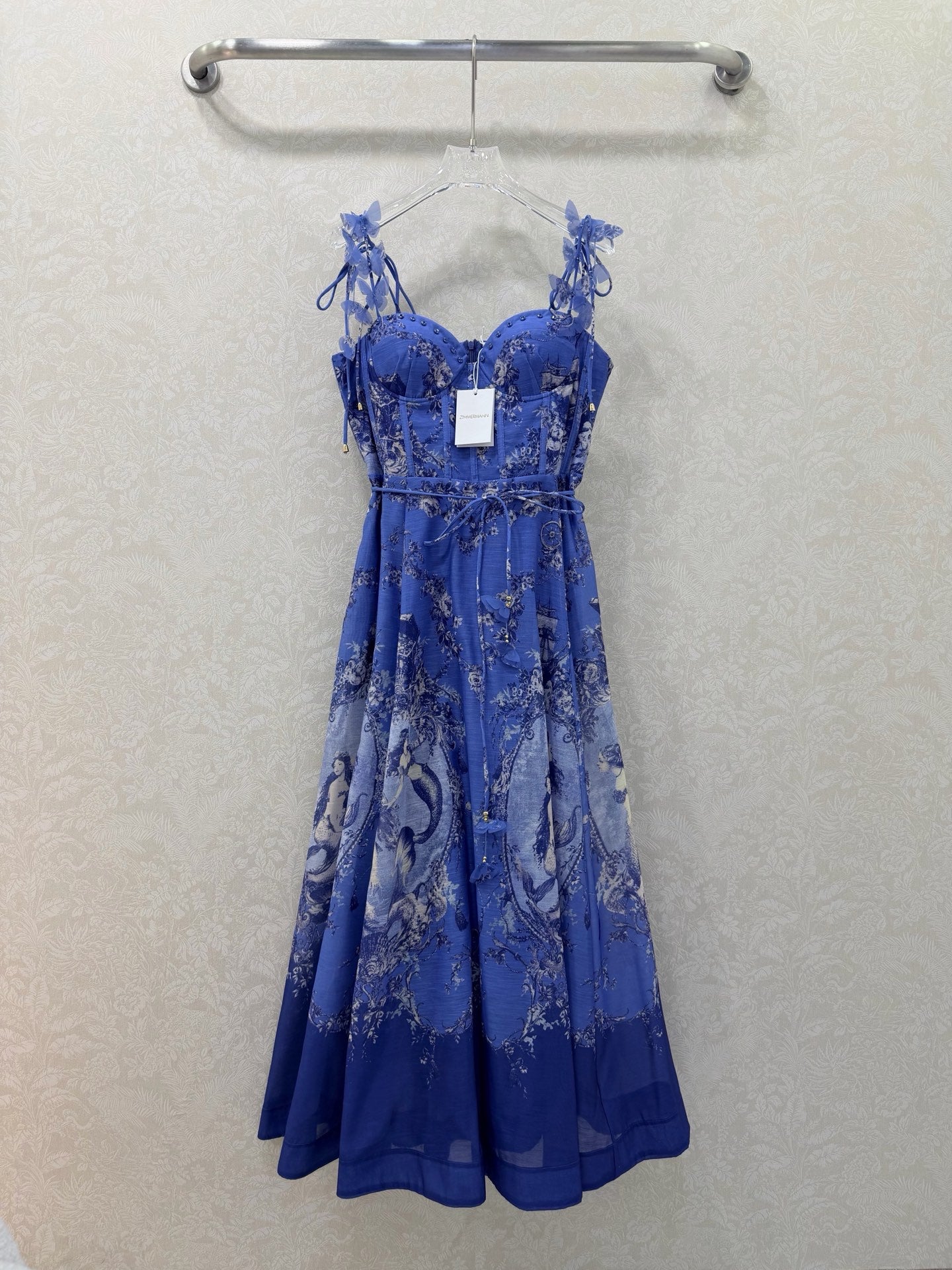 Zimmermann Rebellion Mermaid Picnic Dress Blue Cotton 347279