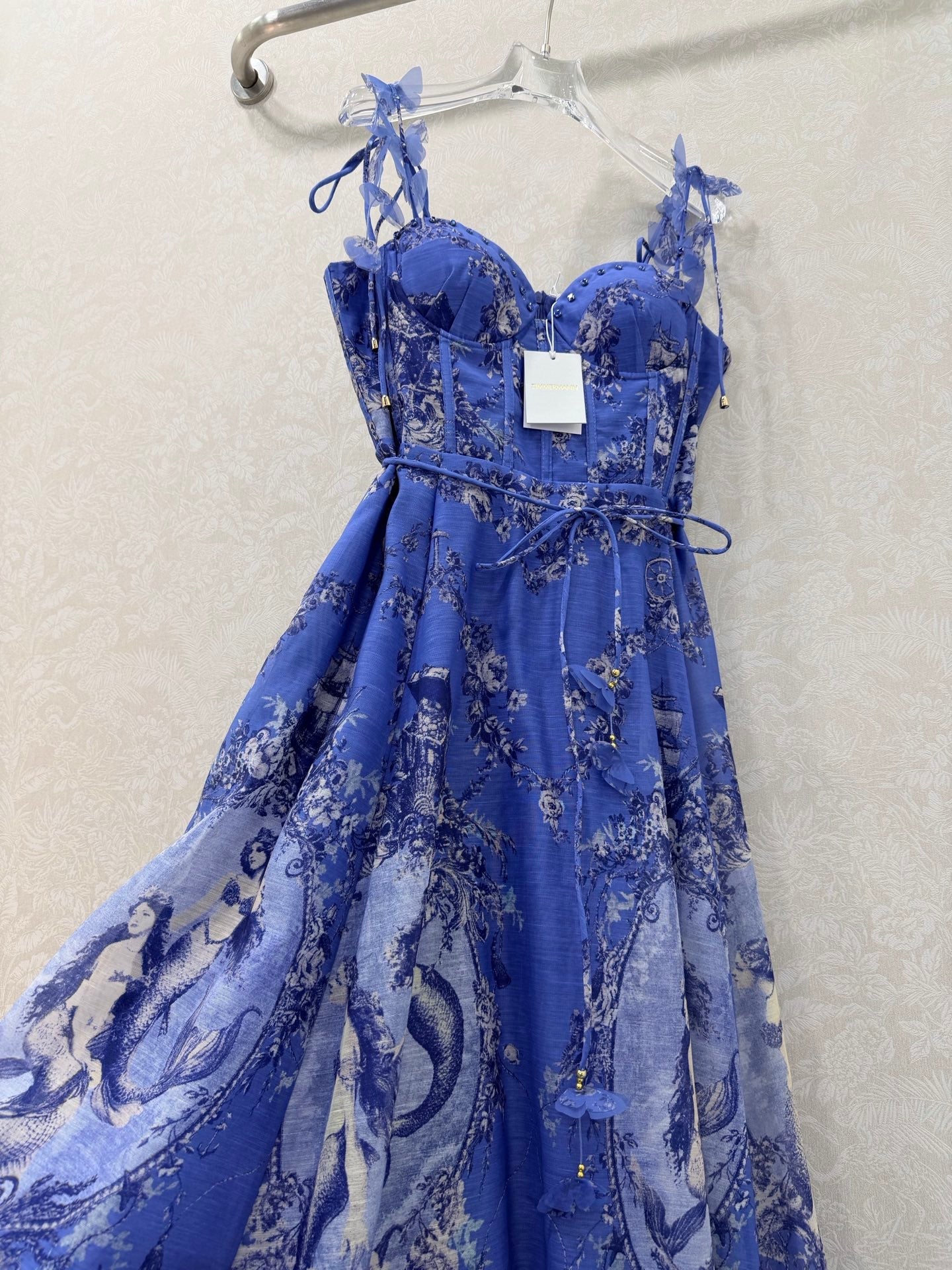 Zimmermann Rebellion Mermaid Picnic Dress Blue Cotton 347279