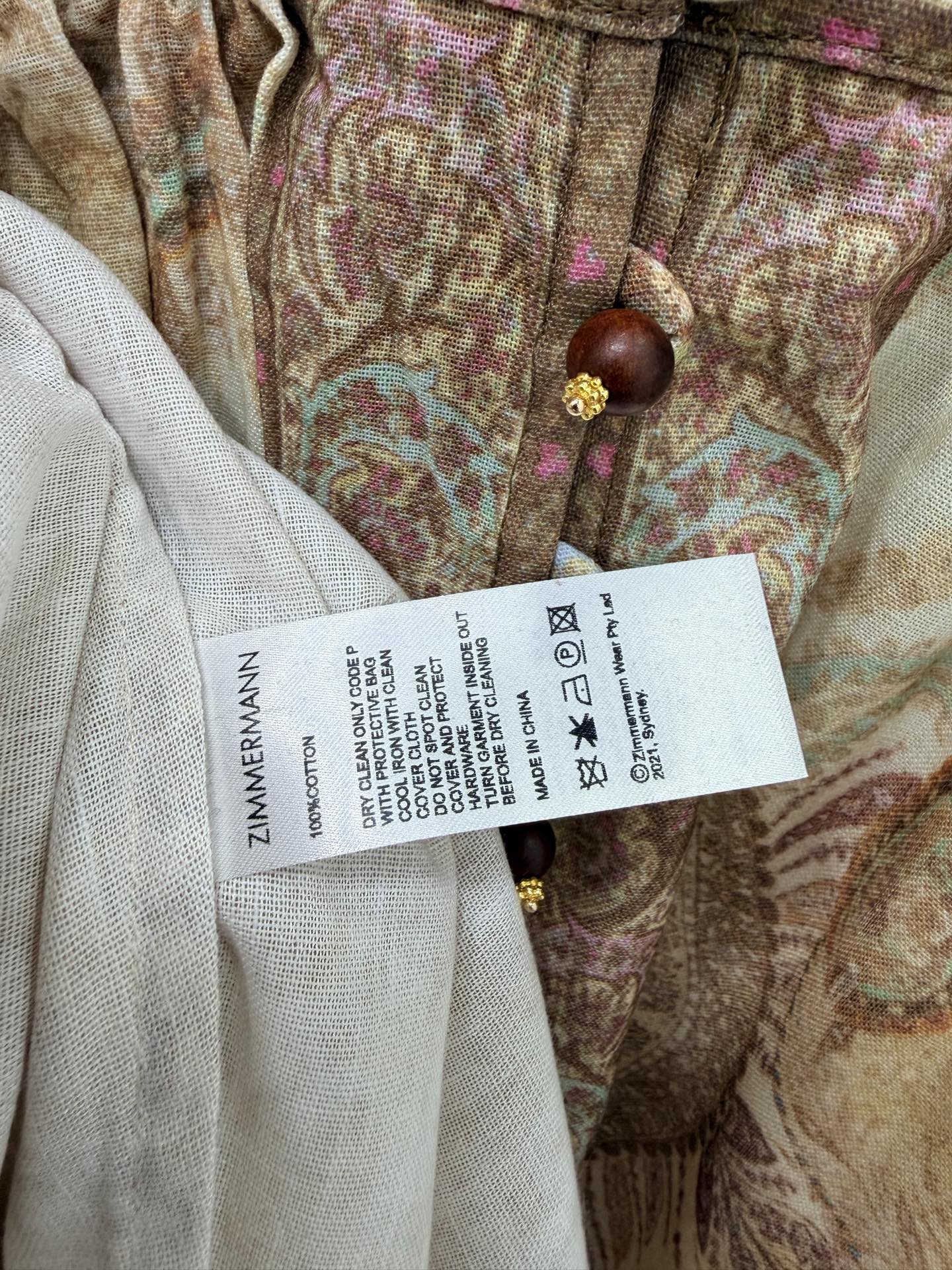 Zimmermann Wanderlust Plunge Midi Dress Tapestry Multi Cotton 347225