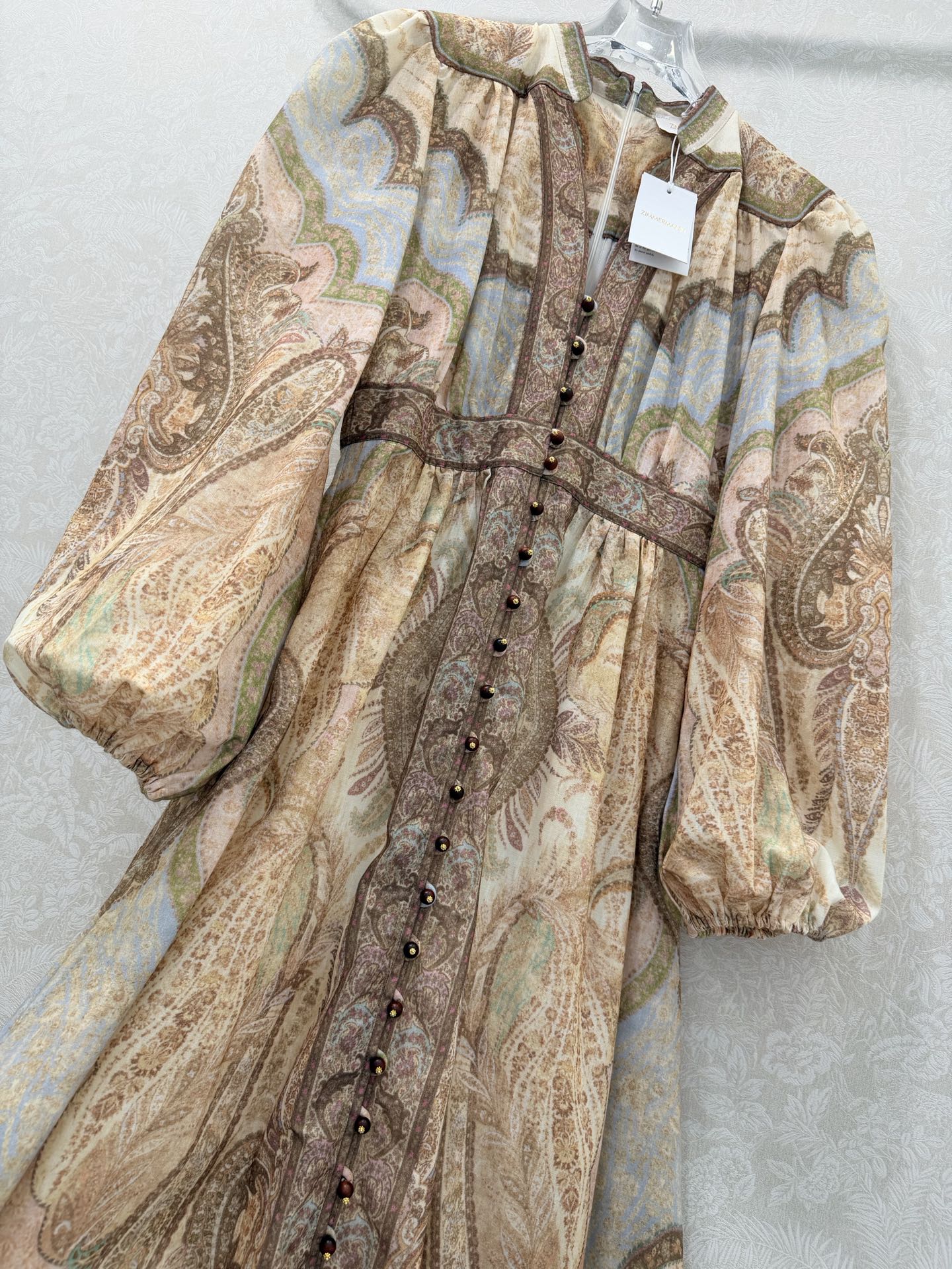 Zimmermann Wanderlust Plunge Midi Dress Tapestry Multi Cotton 347225