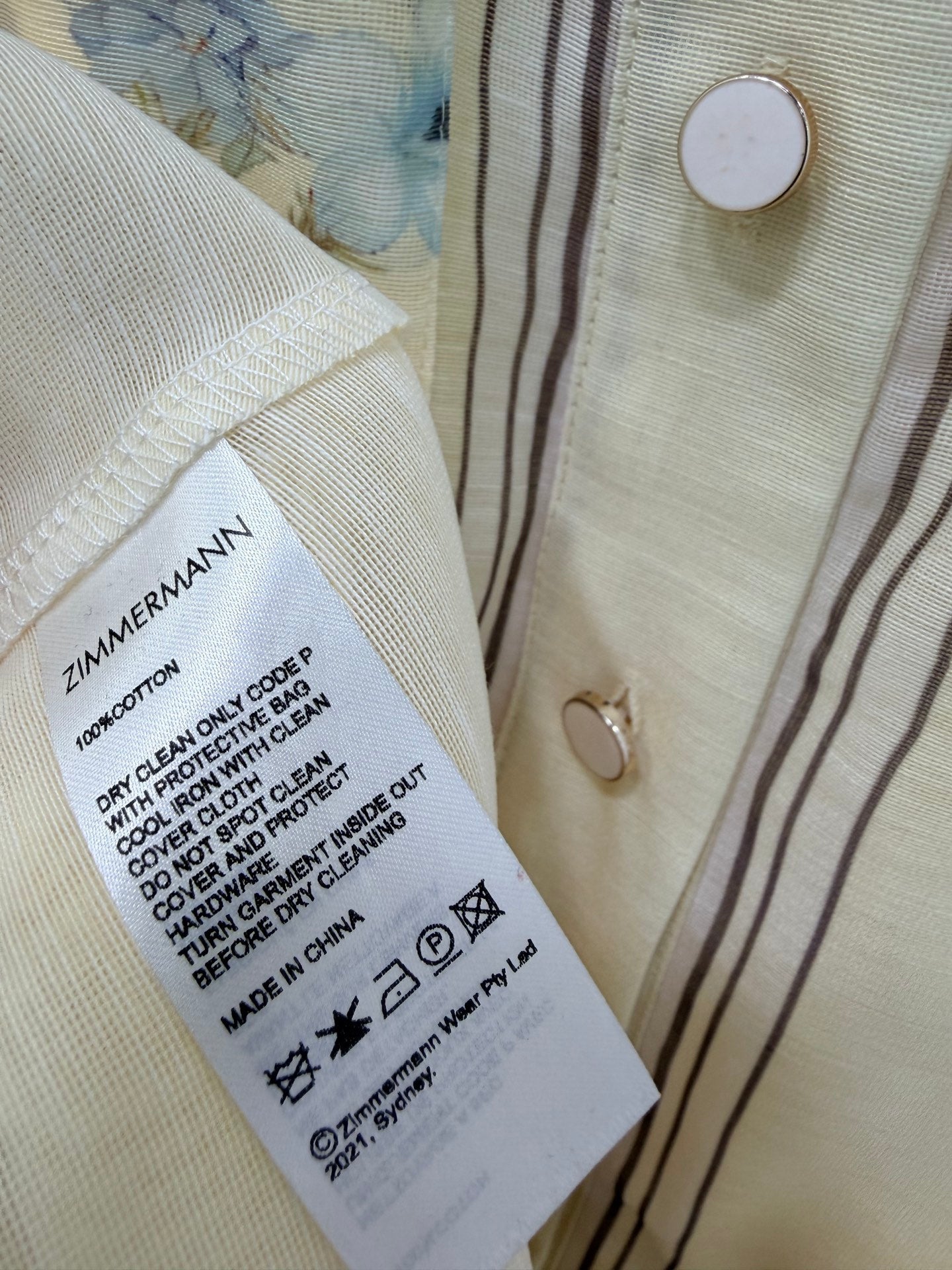 Zimmermann Organza Midi Dress Pale Yellow Floral Cotton 347221