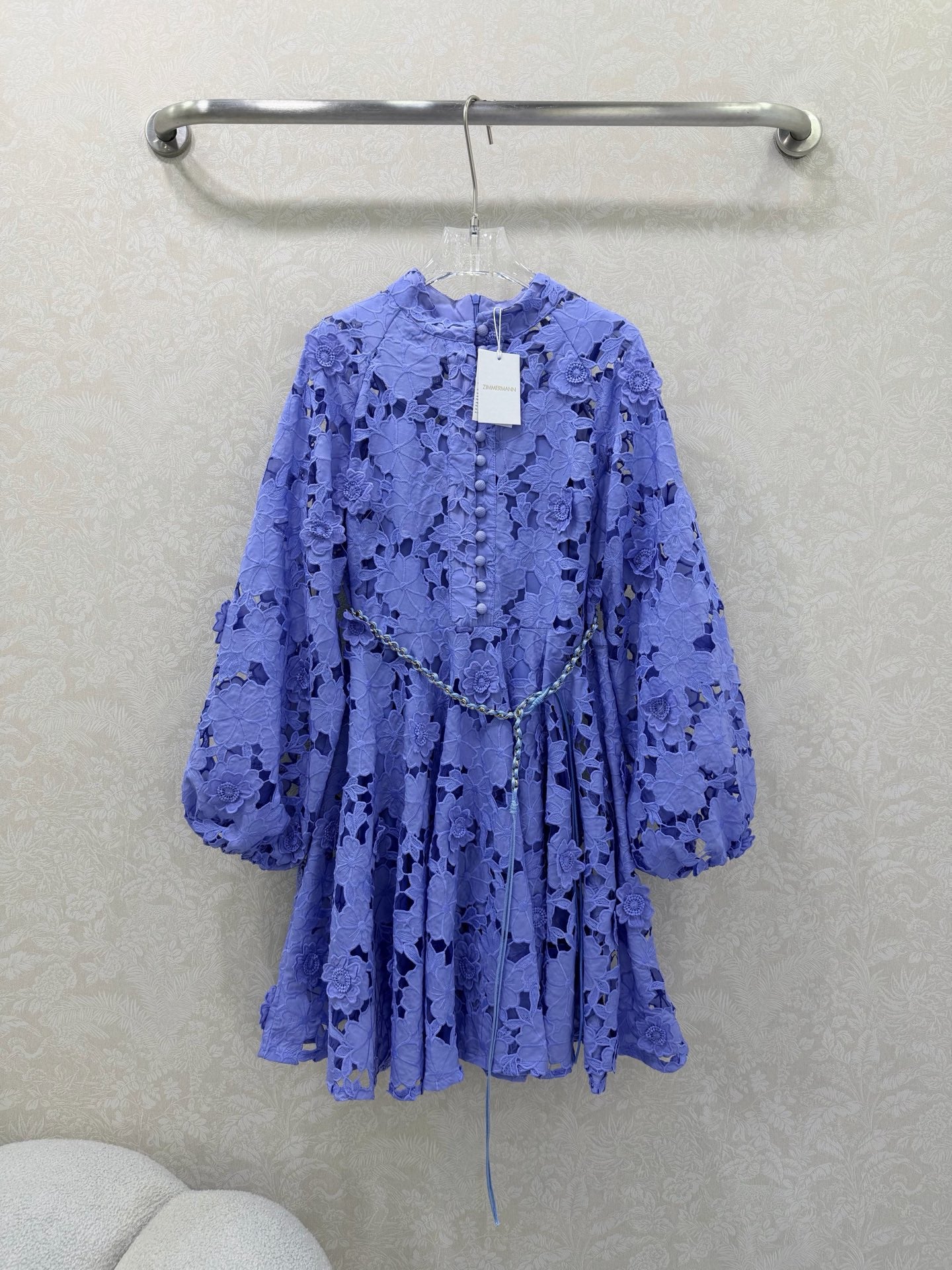 Zimmermann Patience Long Sleeve Dress Jacaranda Cotton 347217