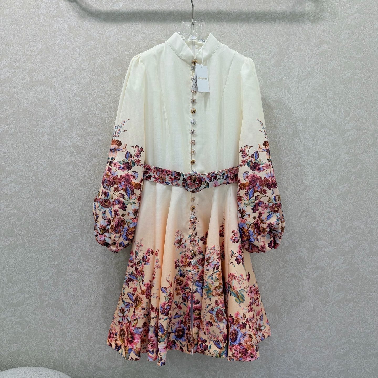 Zimmermann Awaken Long Dress Ivory Floral Cotton 347203