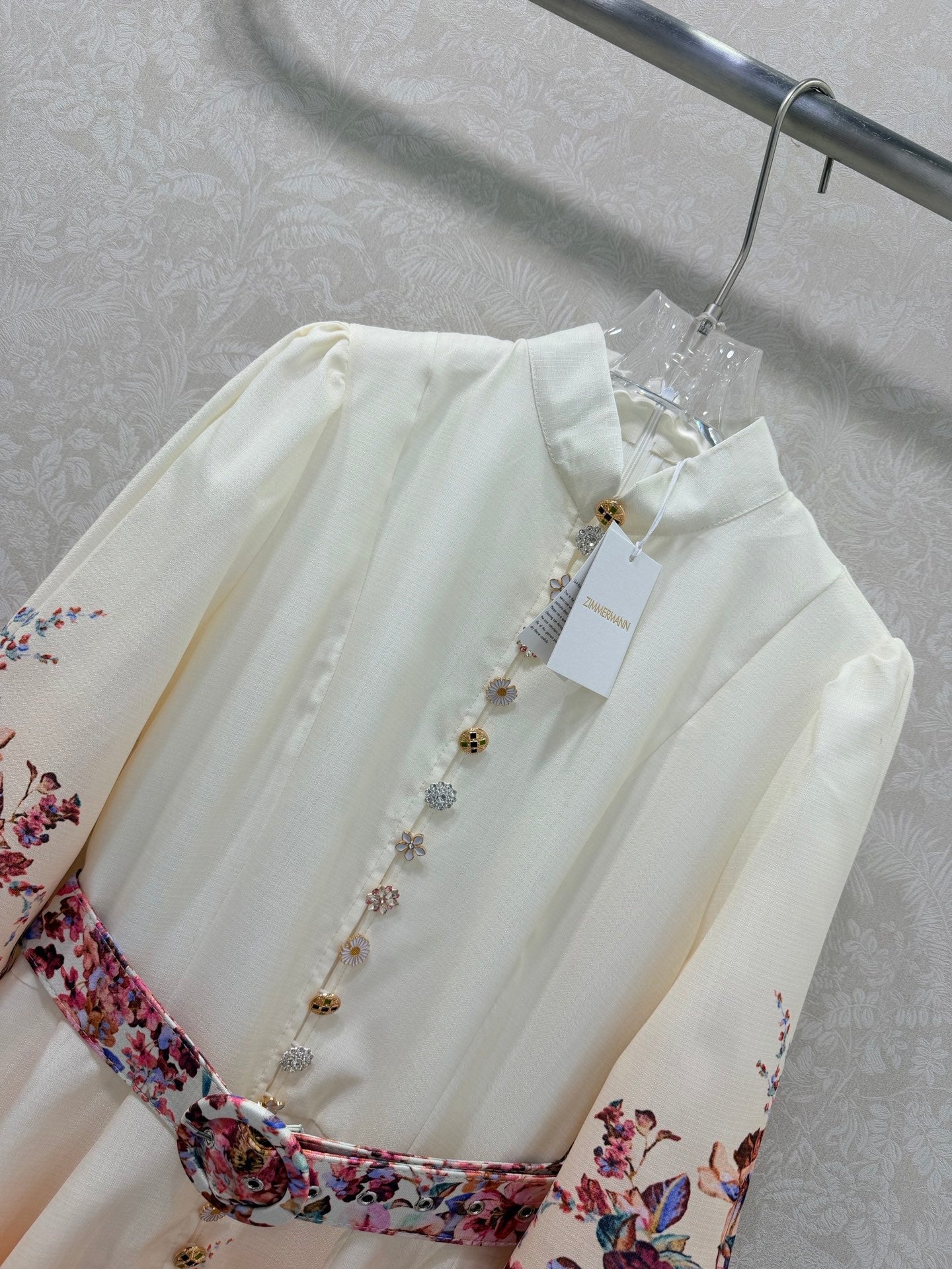 Zimmermann Awaken Long Dress Ivory Floral Cotton 347203