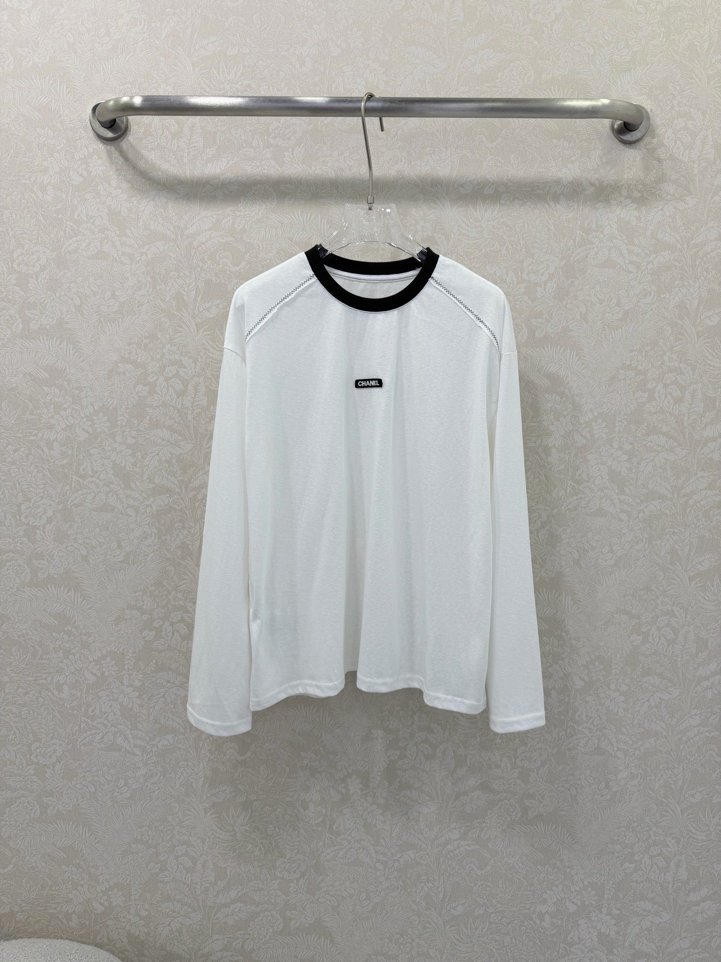 CC 26s Round Neck Pure Long Sleeve T-Shirt White Cotton