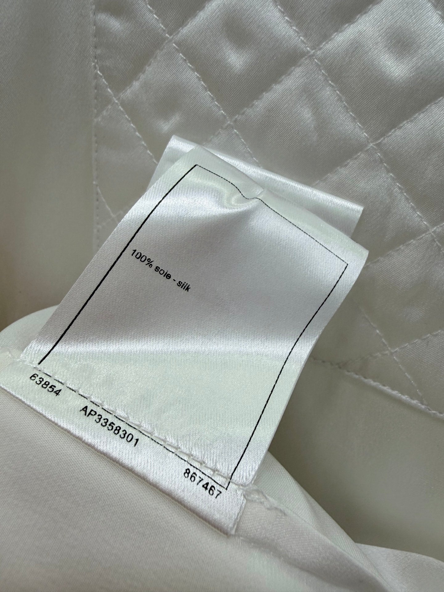 CC Collar Diamond Pattern Shirt White Silk 353059