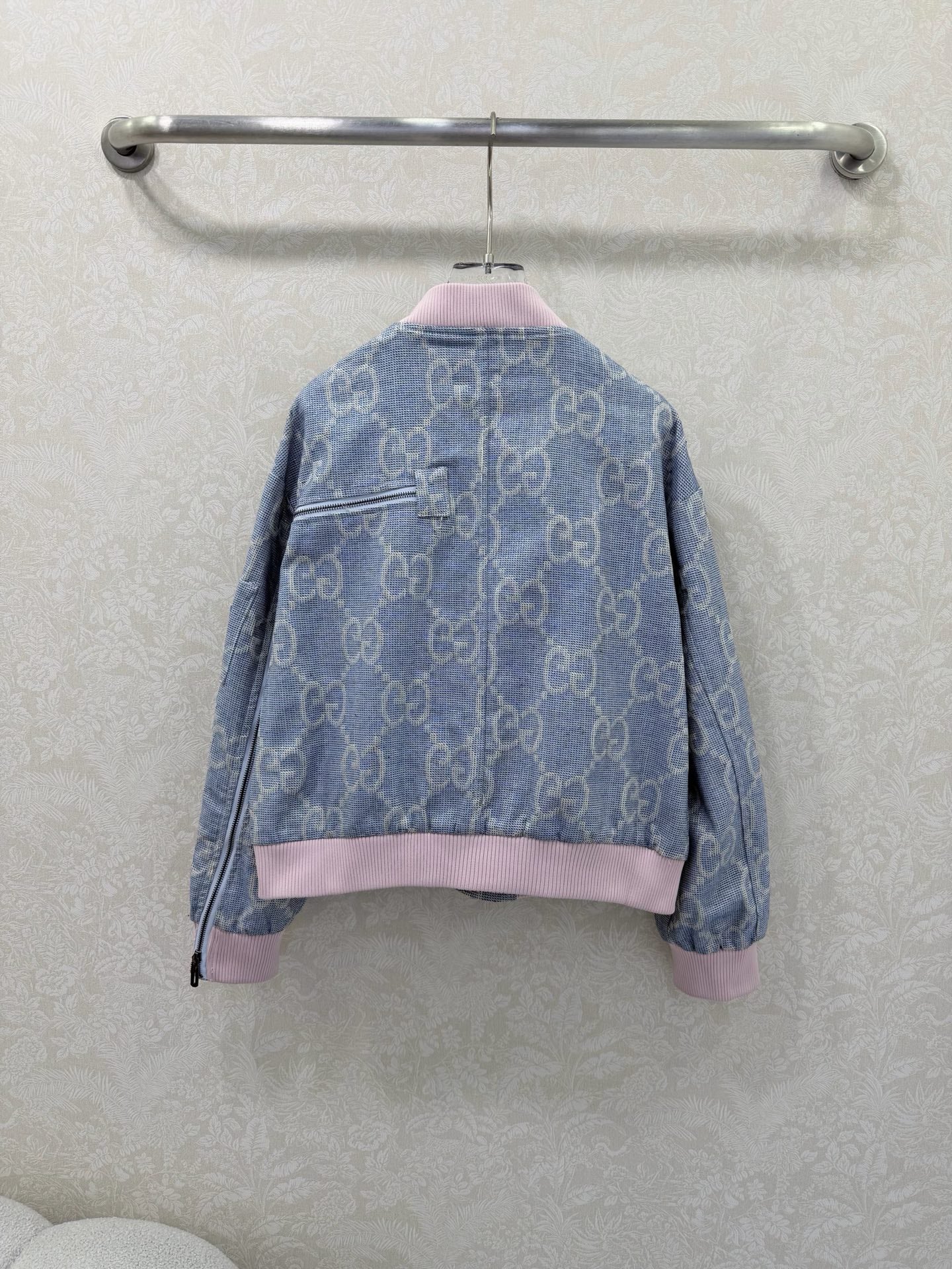GG 26s Jacket Light Blue Beige Pink Cotton Polyeste 353049