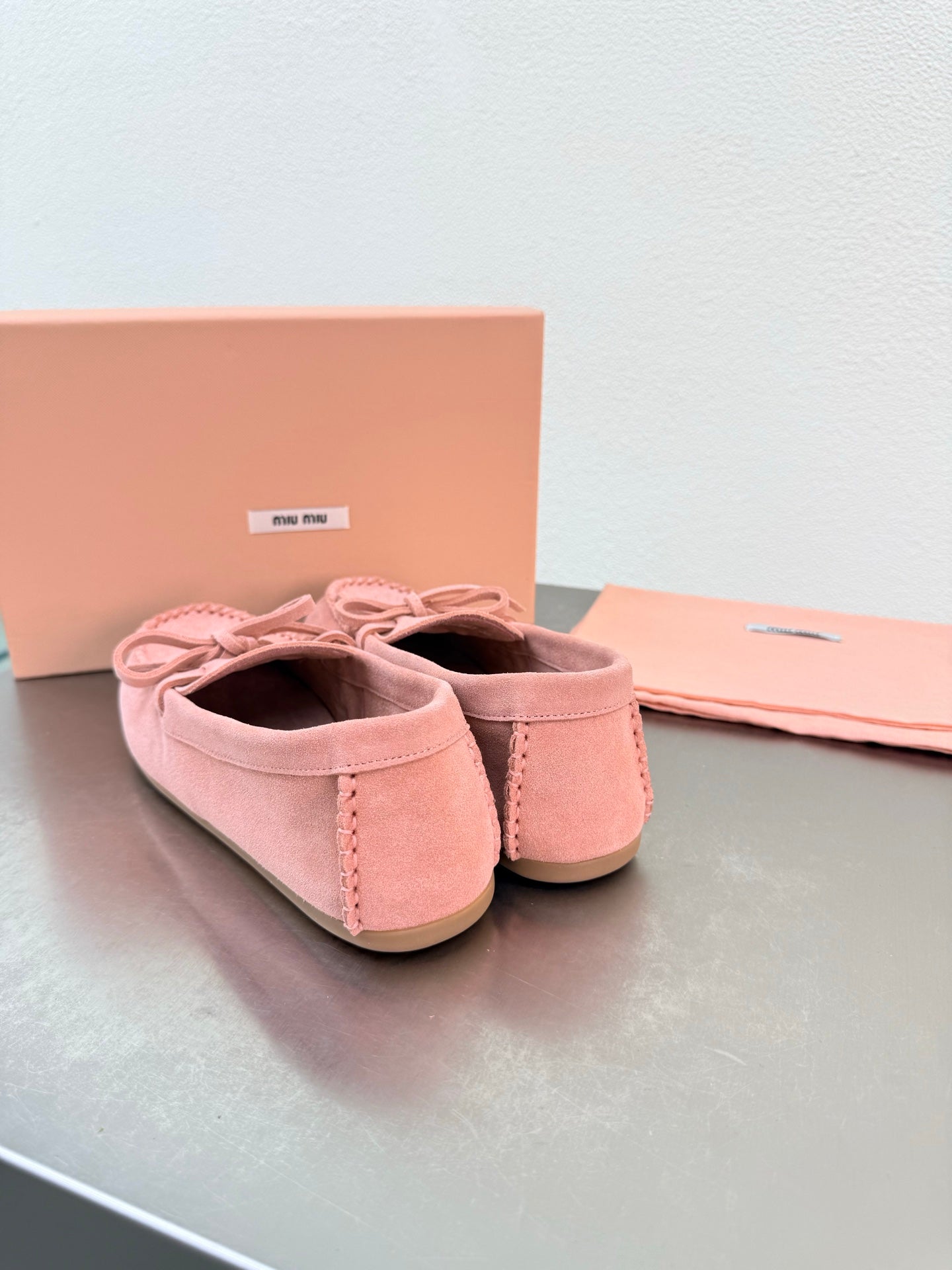 Miu Logo Loafer Pink Suede 693518