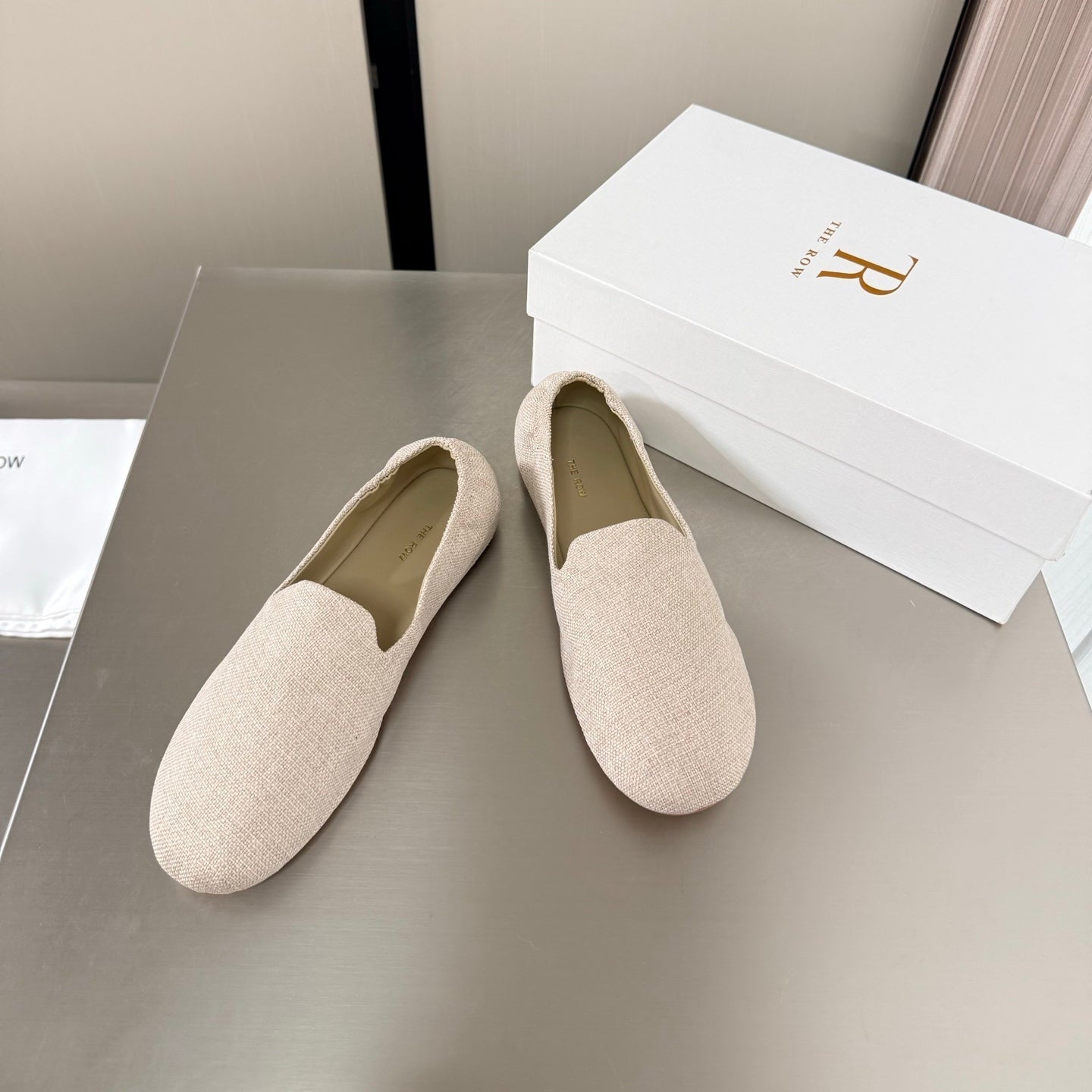 The Row Casa Ballet Flat Cream Canvas 872476