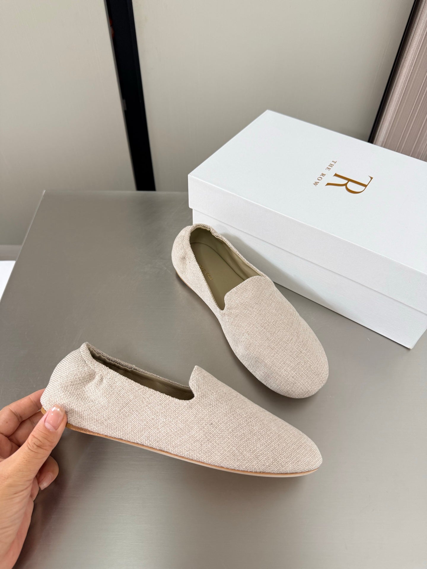 The Row Casa Ballet Flat Cream Canvas 872476