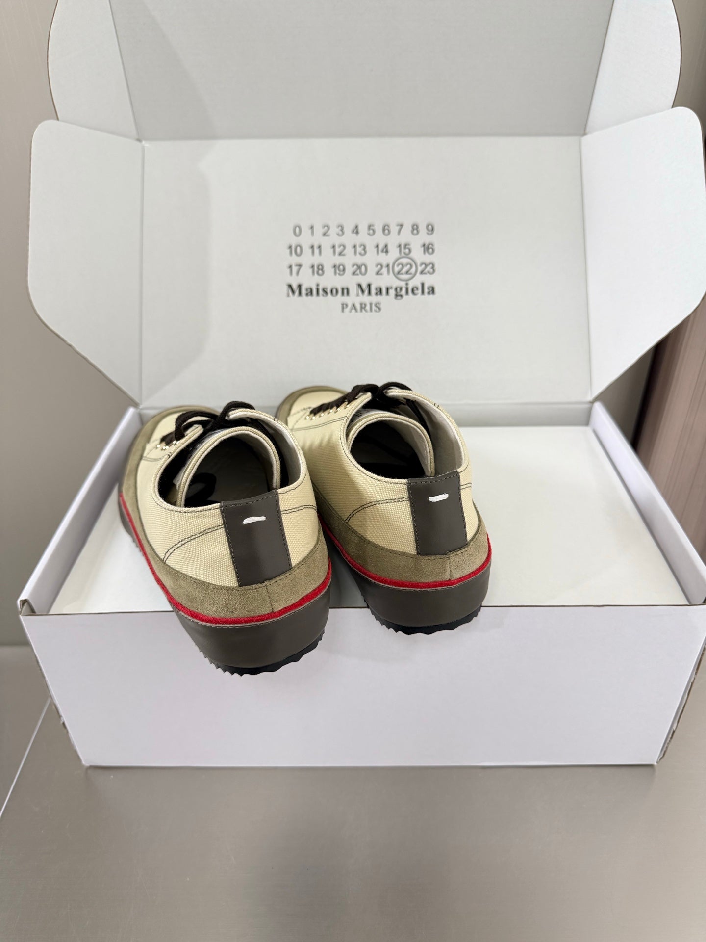 Maison Margiela Traveler Sneaker Khaki Olive Canvas Sheeepskin 872469
