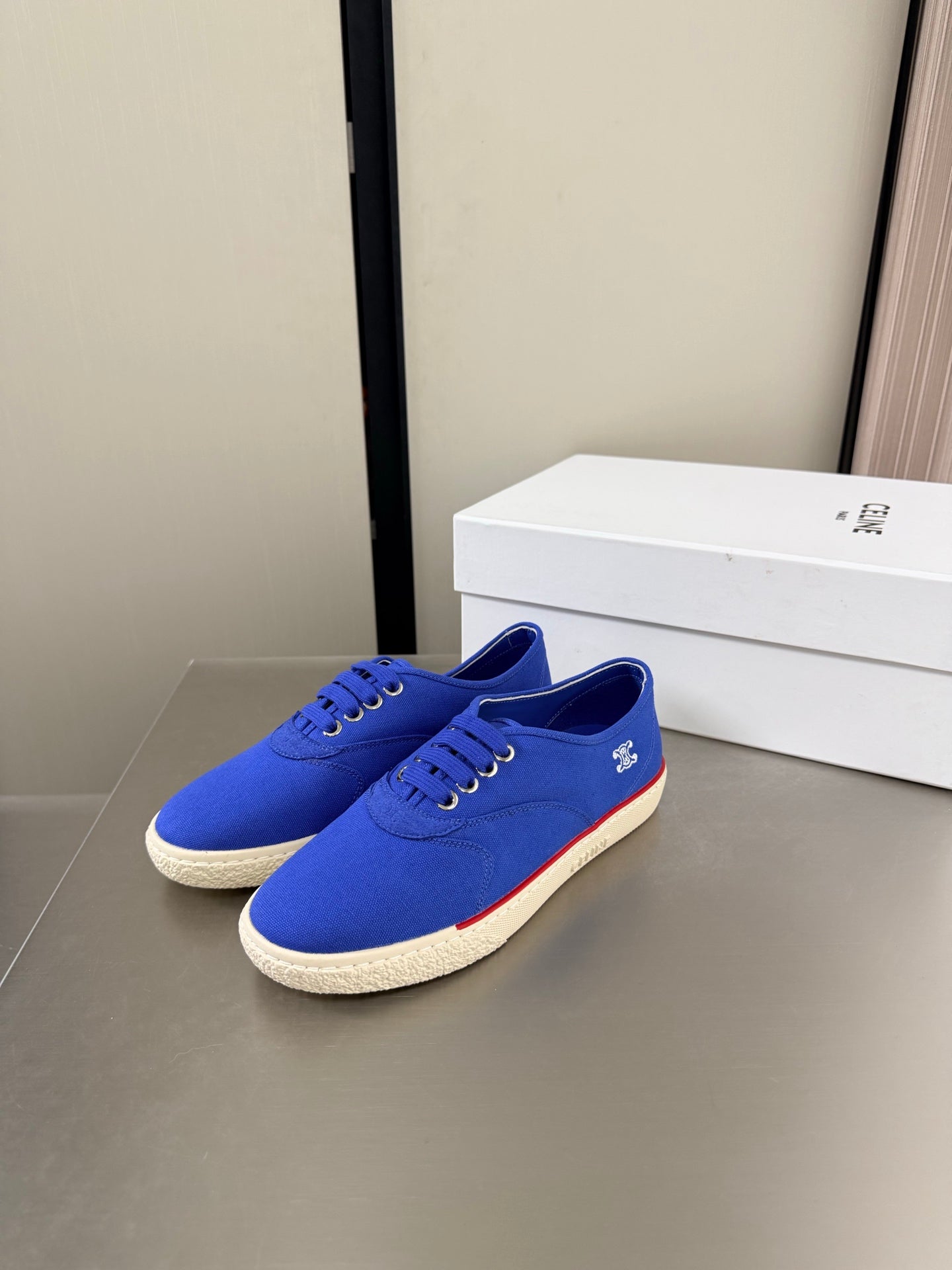 Celin 26s Alan Sneaker Royal Blue Canvas And Suede Calfskin 929844