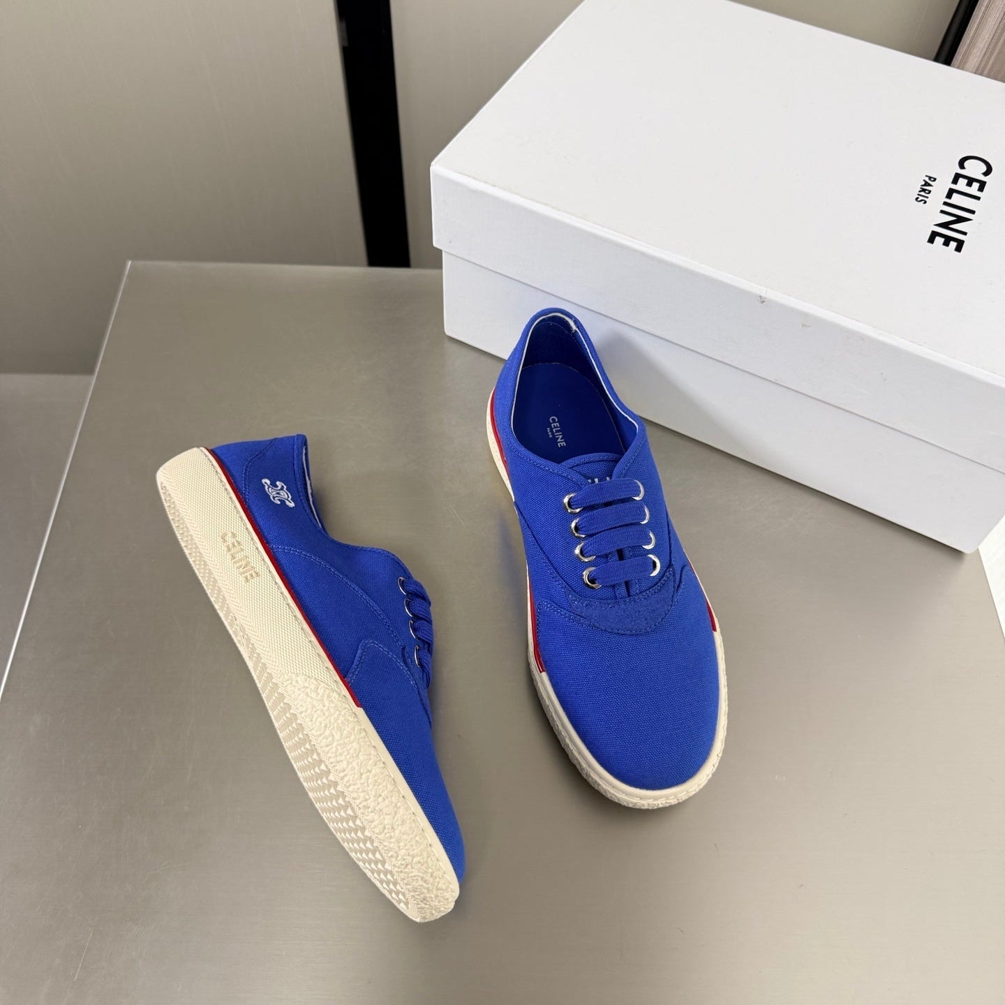 Celin 26s Alan Sneaker Royal Blue Canvas And Suede Calfskin 929844