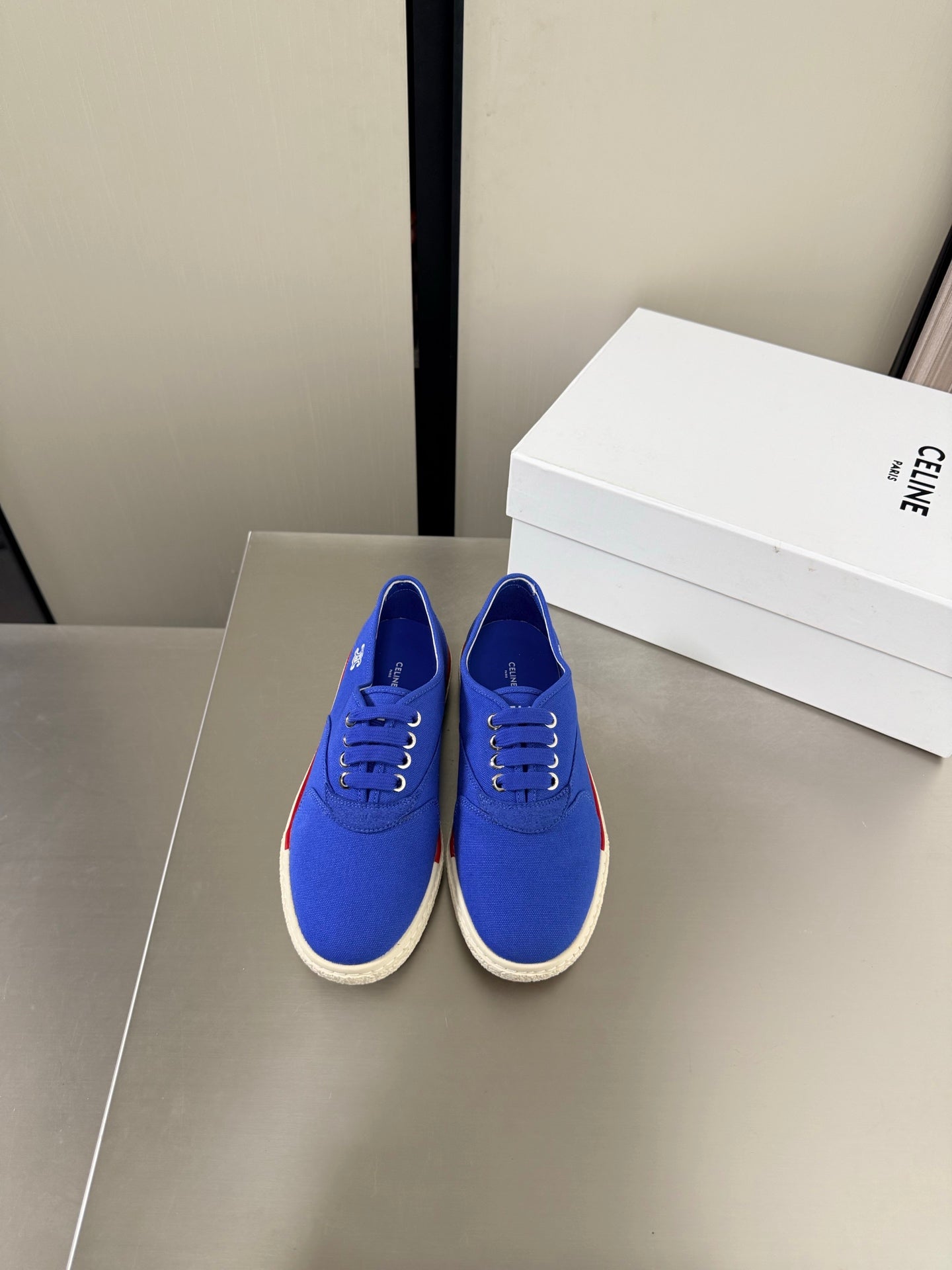Celin 26s Alan Sneaker Royal Blue Canvas And Suede Calfskin 929844