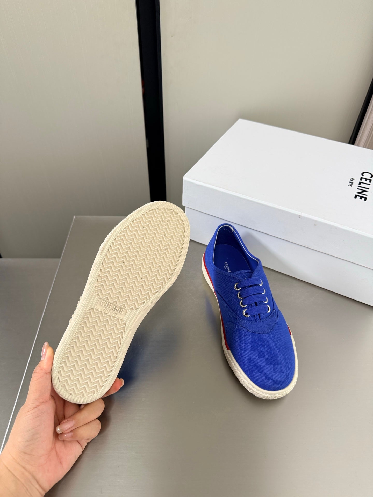 Celin 26s Alan Sneaker Royal Blue Canvas And Suede Calfskin 929844