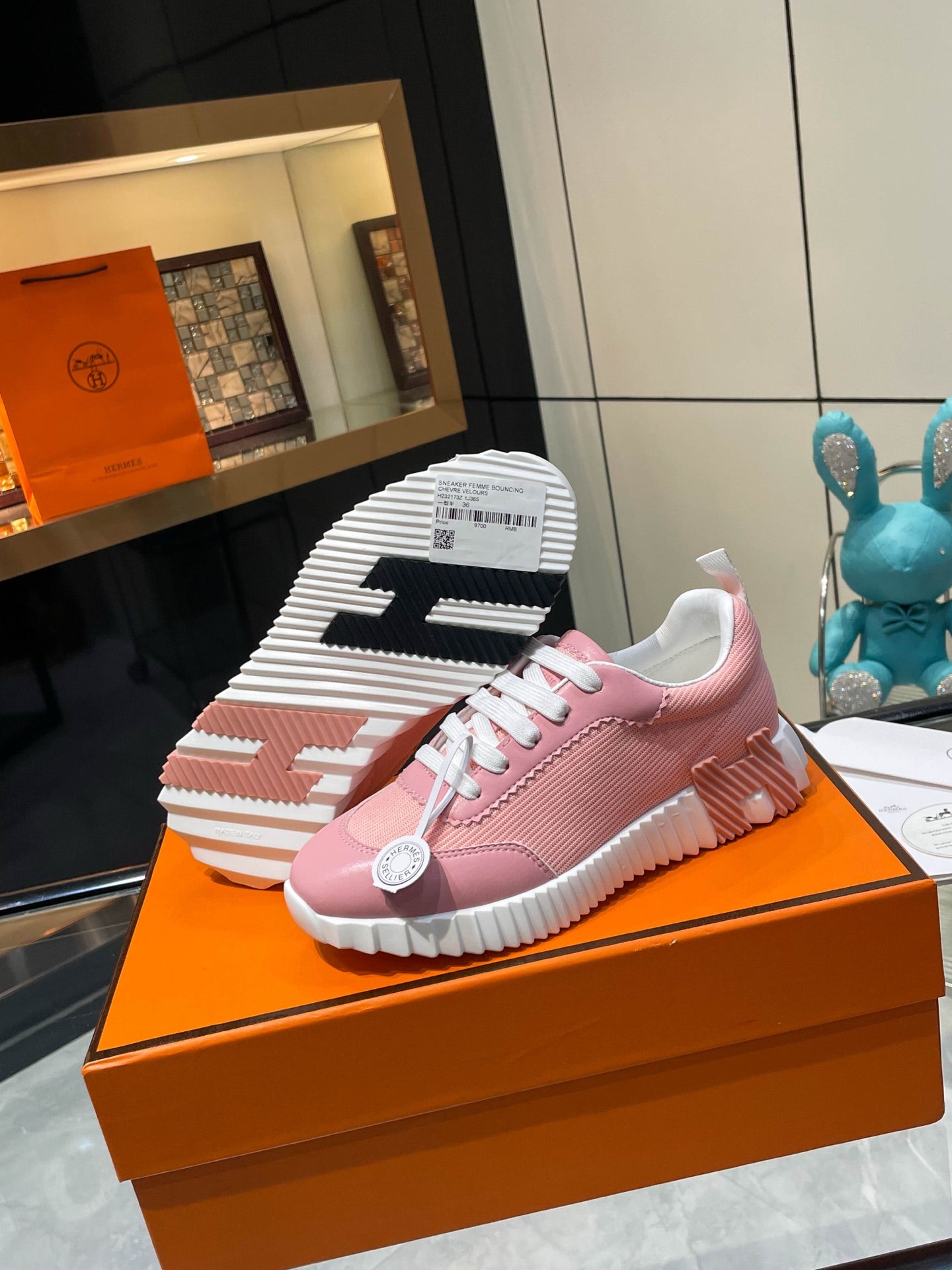 HM Bouncing Sneakers Pink Mesh and Sport Goatskin 531338