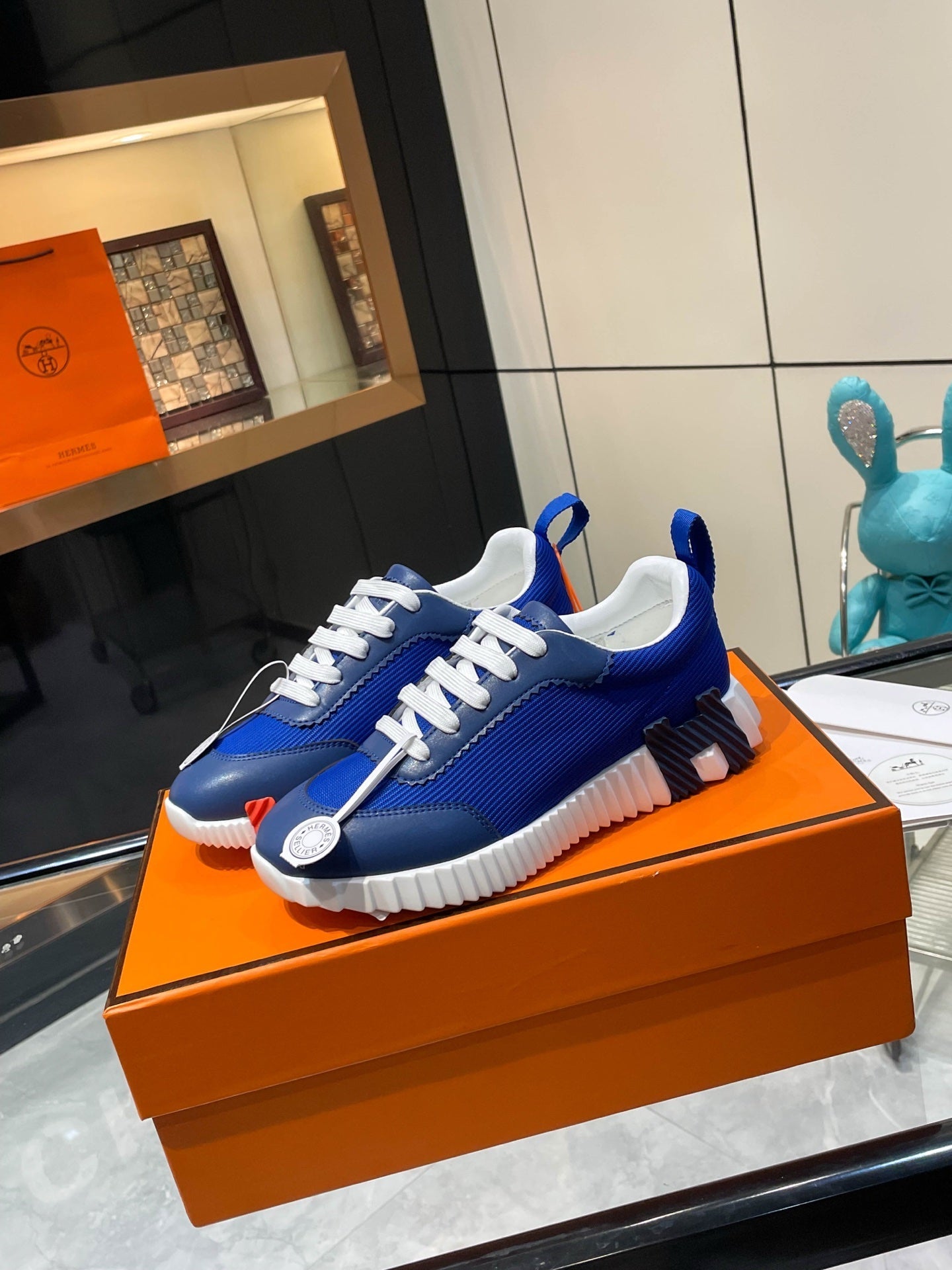 HM Bouncing Sneakers Blue Mesh and Sport Goatskin 531341