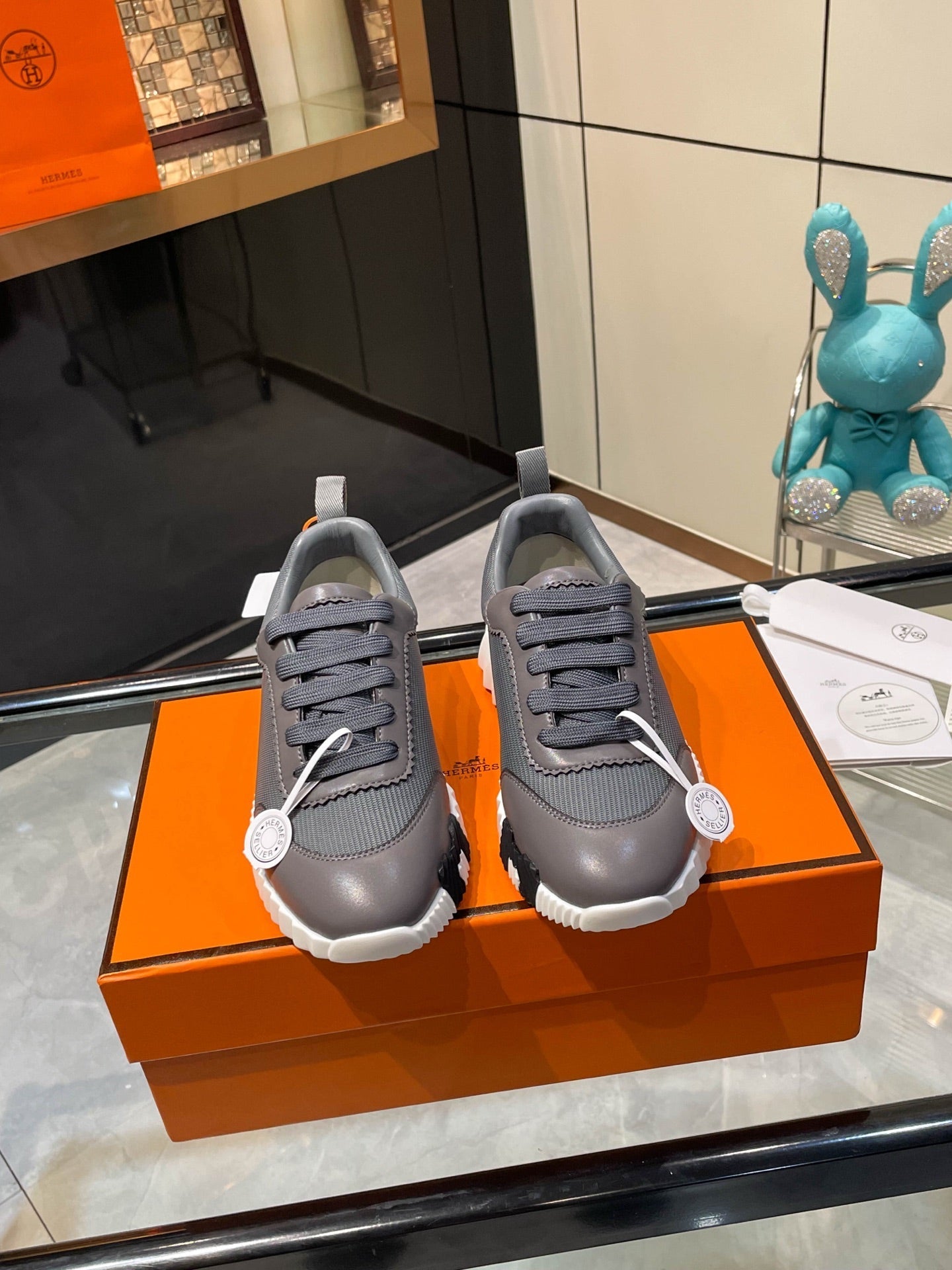 HM Bouncing Sneakers Dark Grey Mesh and Sport Goatskin 531350