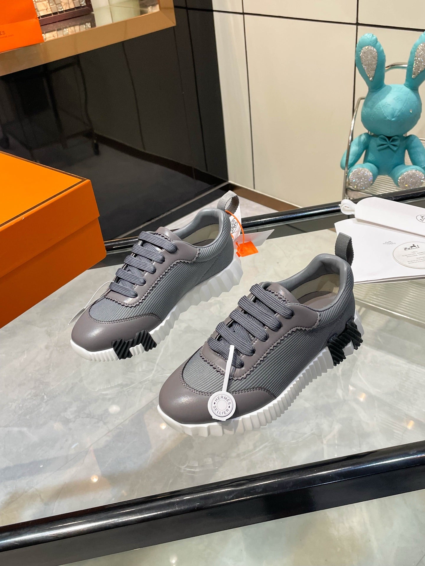 HM Bouncing Sneakers Dark Grey Mesh and Sport Goatskin 531350