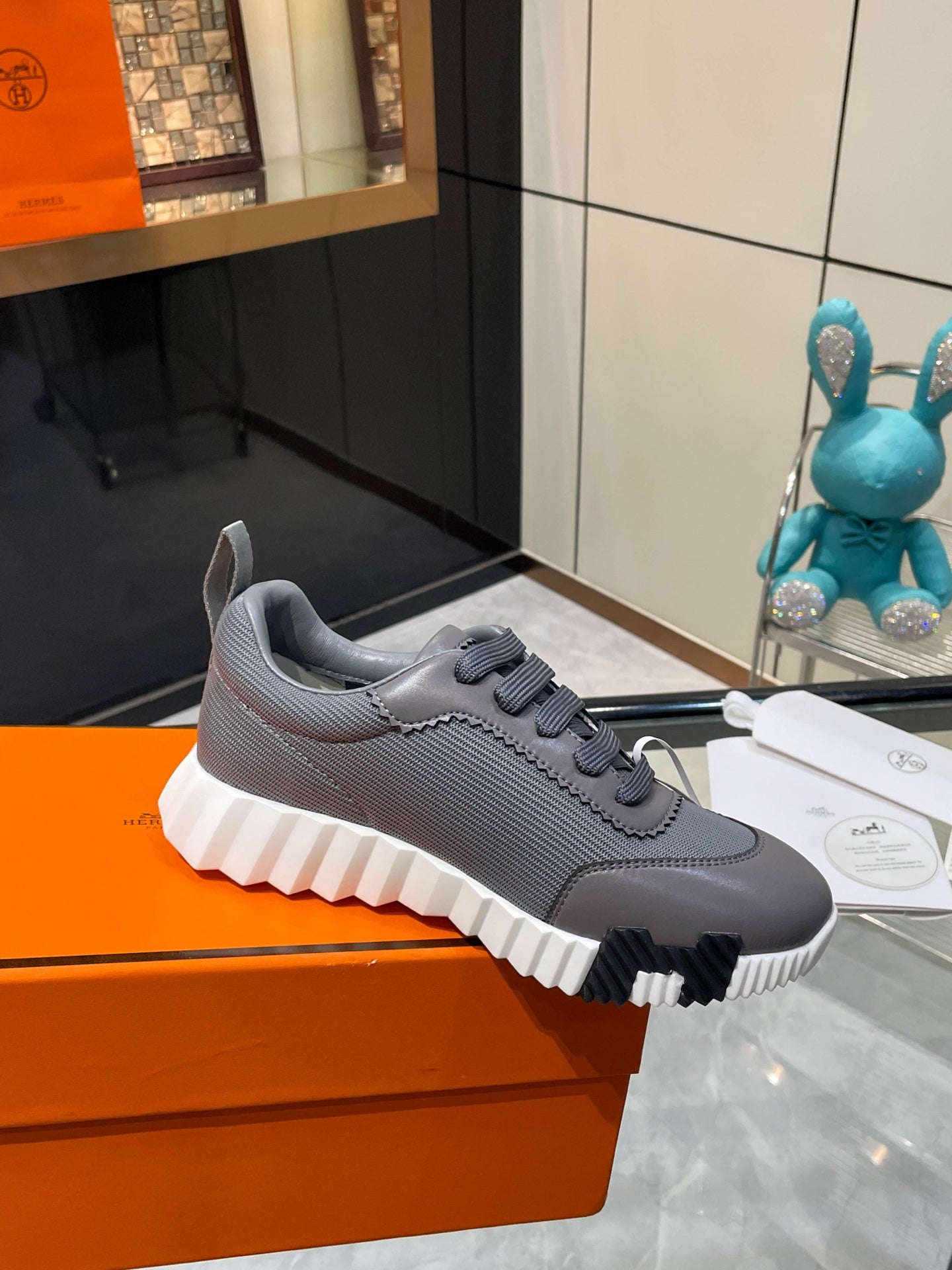 HM Bouncing Sneakers Dark Grey Mesh and Sport Goatskin 531350