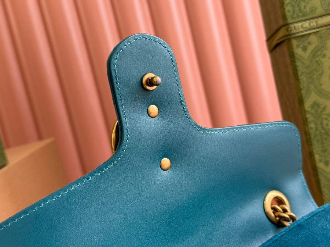 Gucci Marmont Flapbag 26 Deep Teal Velvet