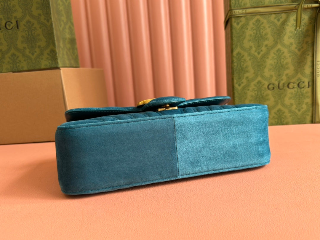 Gucci Marmont Flapbag 26 Deep Teal Velvet