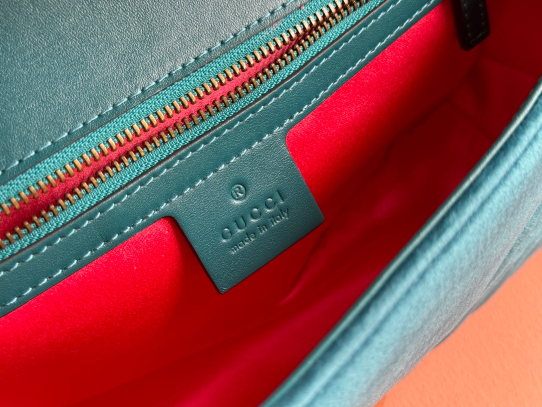 Gucci Marmont Flapbag 26 Deep Teal Velvet