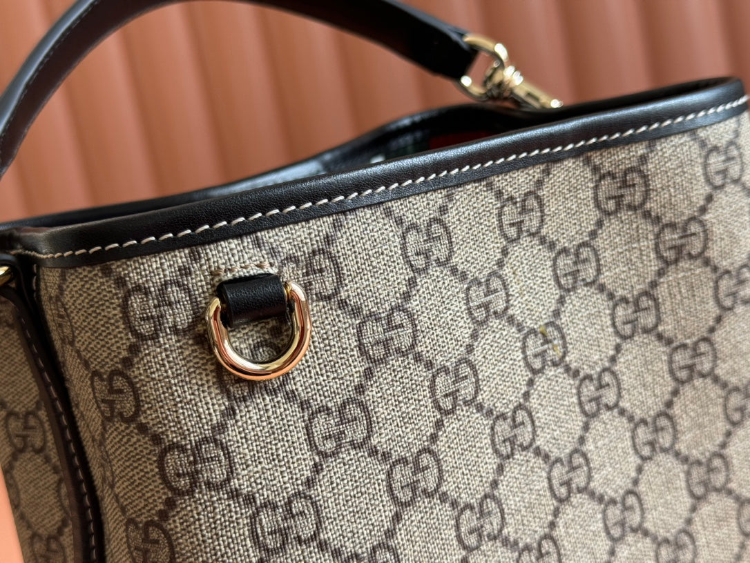 Gucci Ophidia 20.5cm Bag Ebony Black Canvas 248560