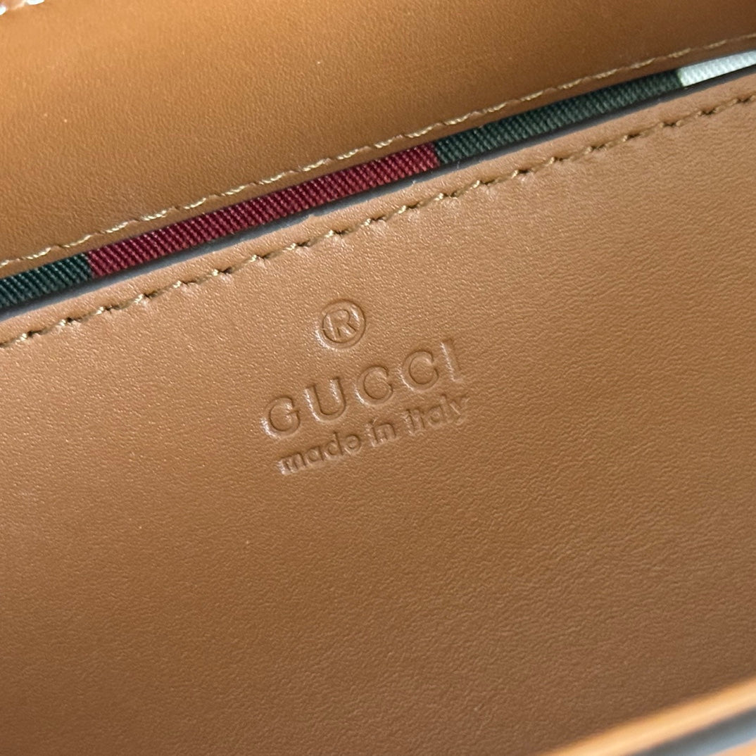 GG Padlock Small Top Handle Bag Beige Brown Leather Canvas