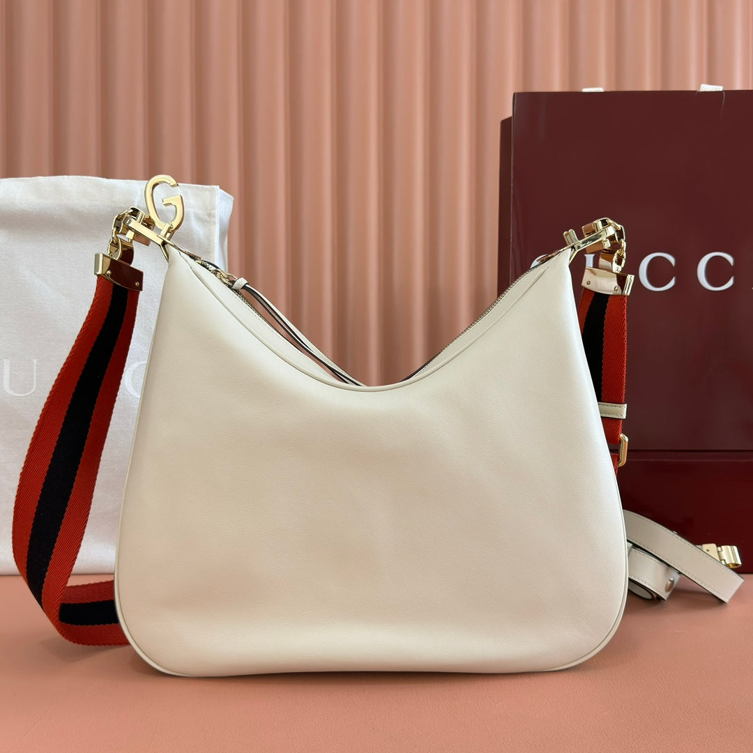 Gucci Attache Large Shoulder Bag 35cm White Leather