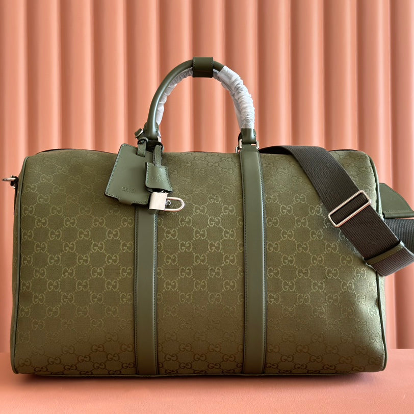 GG FW25 Monogram Large Duffle Bag Forest Green Fabric