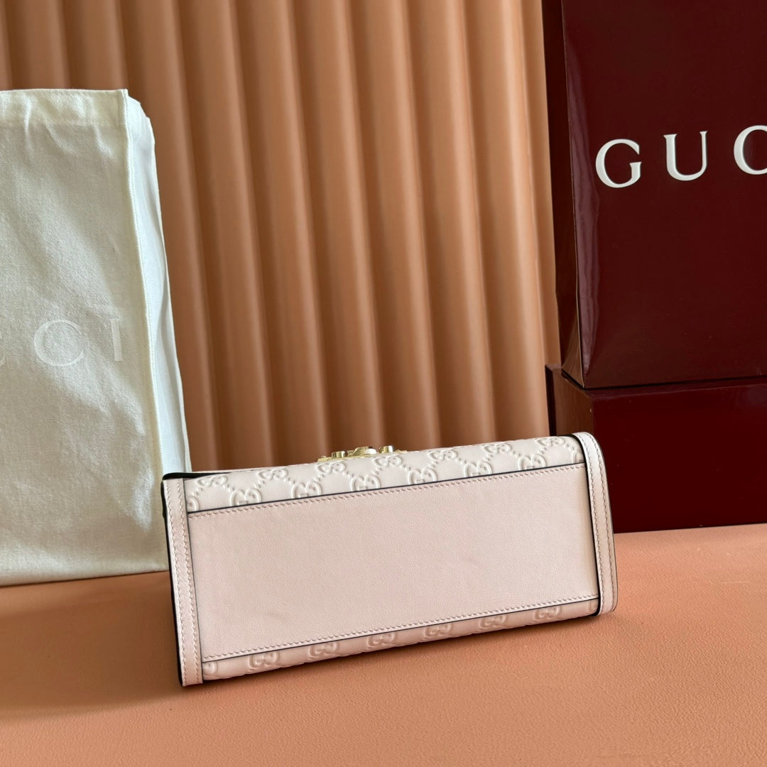 GG Padlock Handbag 26cm Muted Pink GG Pattern Leather