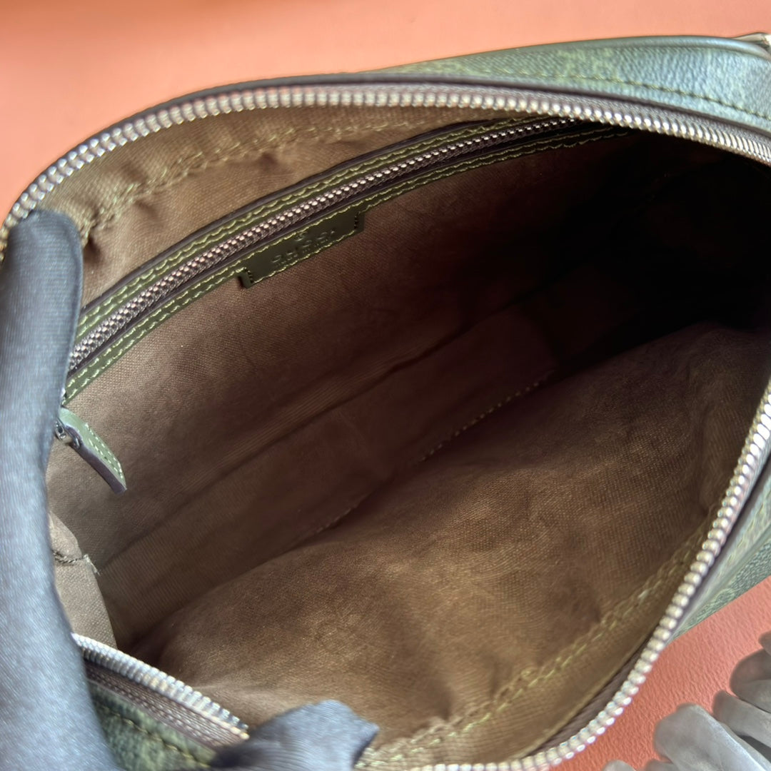 GG Monogram Small Crossbody Bag Forest Green Fabric