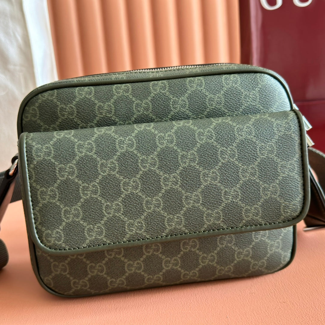 GG Monogram Small Crossbody Bag Forest Green Fabric