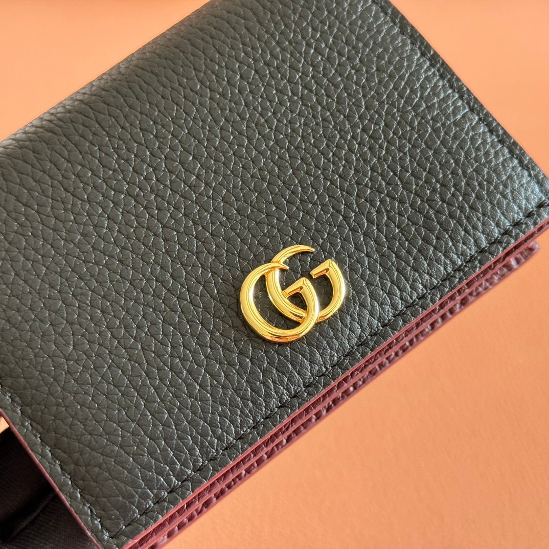 GG Marmont Card Case Wallet Black Leather