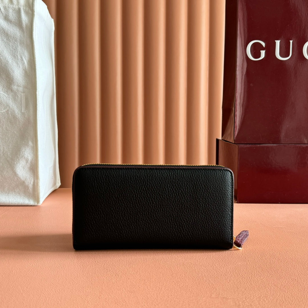 GG Marmont Zip Around Wallet Black Leather