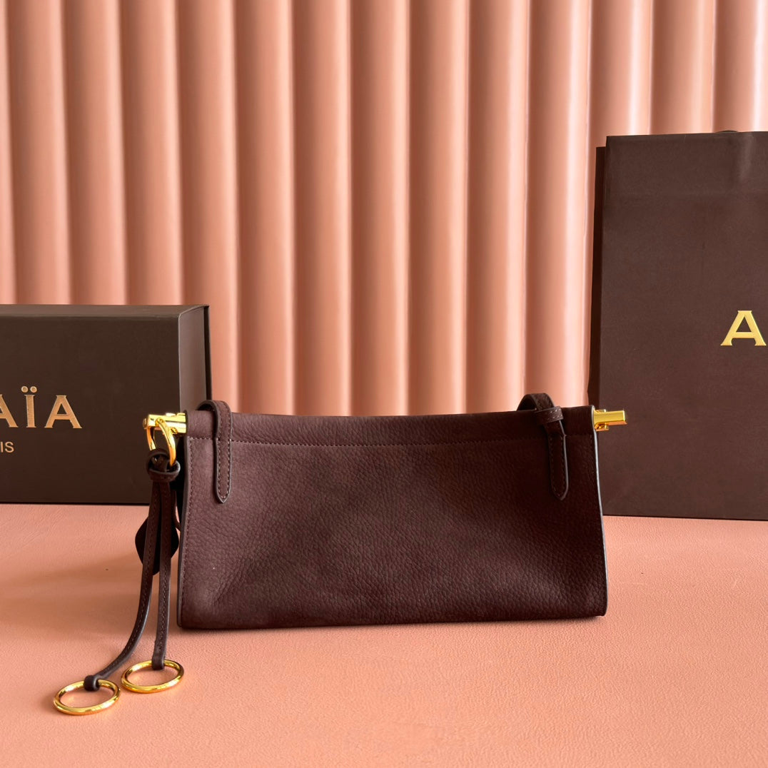 Alaia Le Click East West Small Bag 25cm Dark Brown mix Burgundy Cowhide