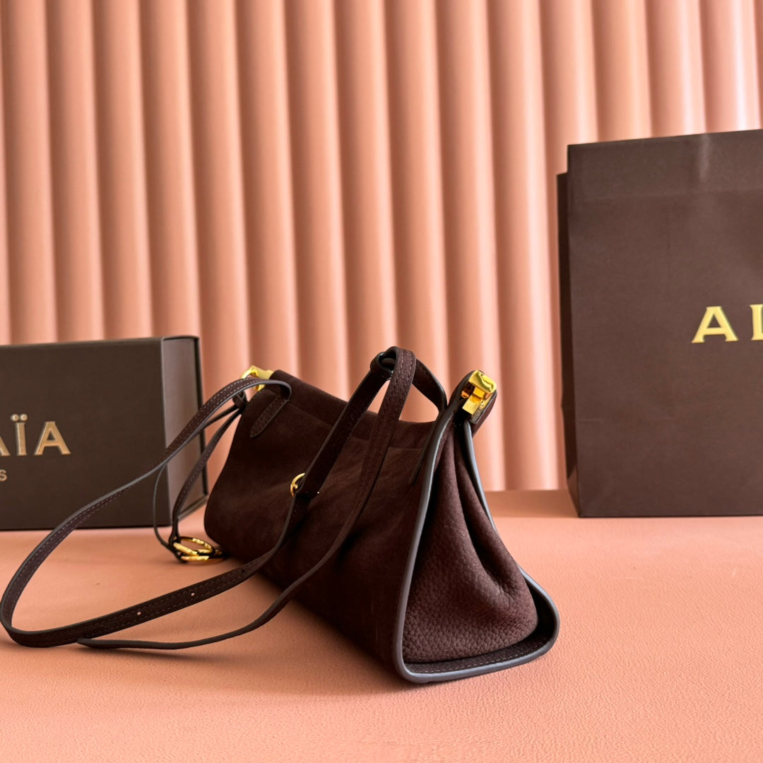 Alaia Le Click East West Medium Bag 30cm Dark Brown mix Burgundy Cowhide