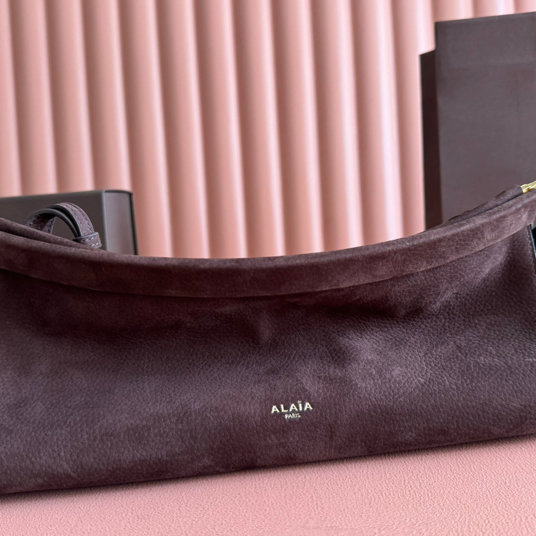 Alaia Le Click East West Medium Bag 30cm Dark Brown mix Burgundy Cowhide