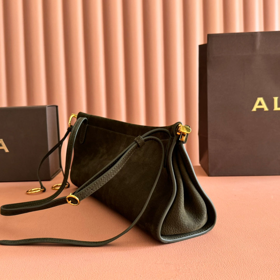 Alaia Le Click East West Medium Bag 30cm Olive Green Cowhide