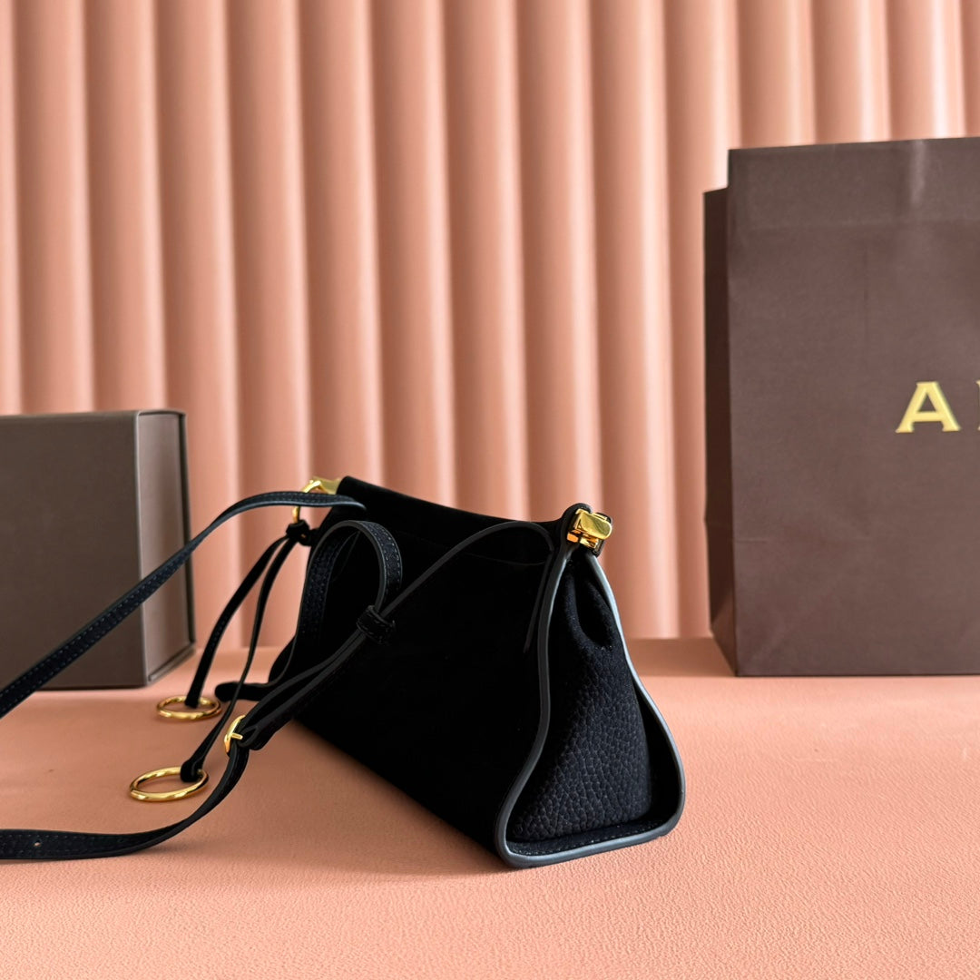 Alaia Le Click East West Small Bag 25cm Black Suede
