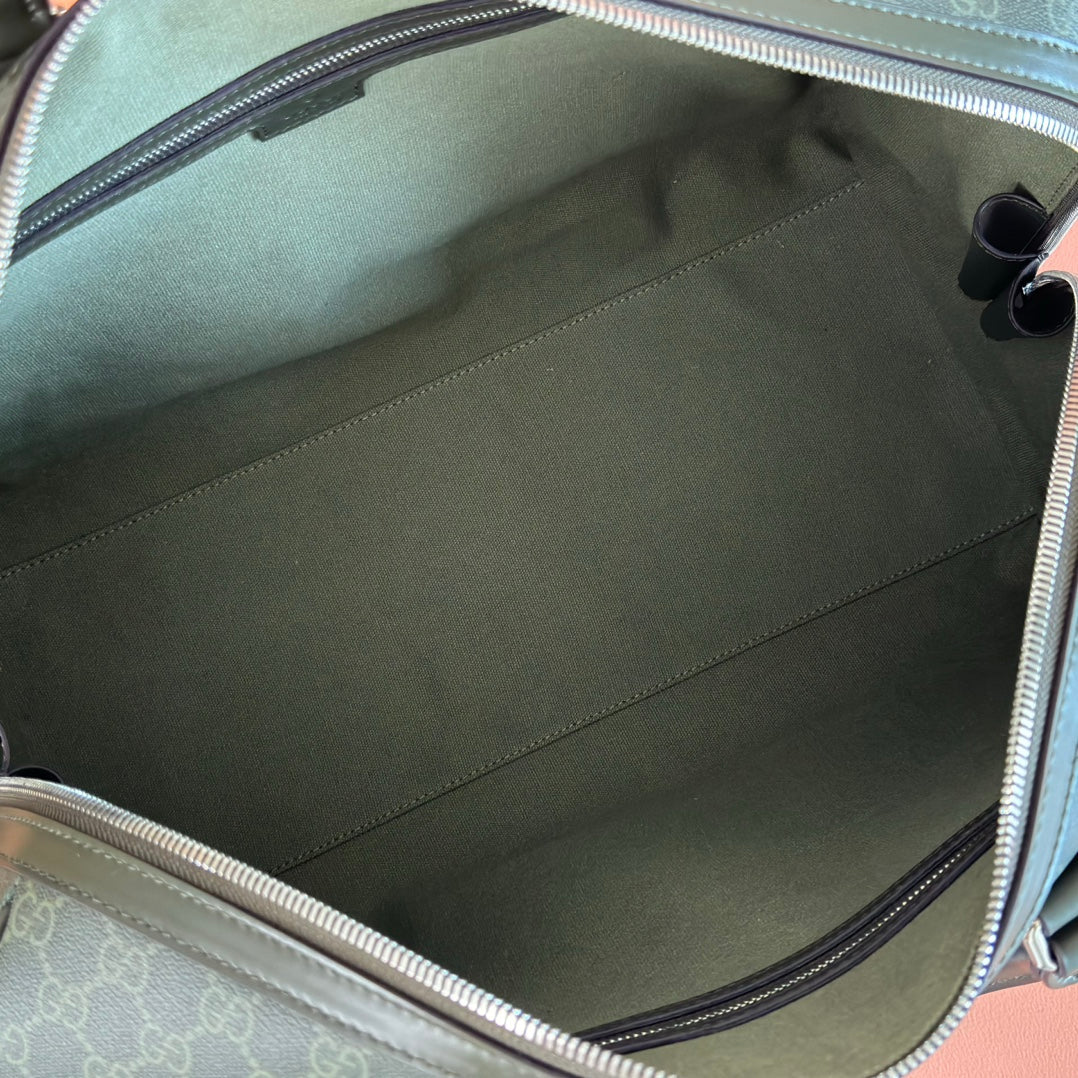 GG Monogram Medium-Sized Travel Bag Forest Green Fabric