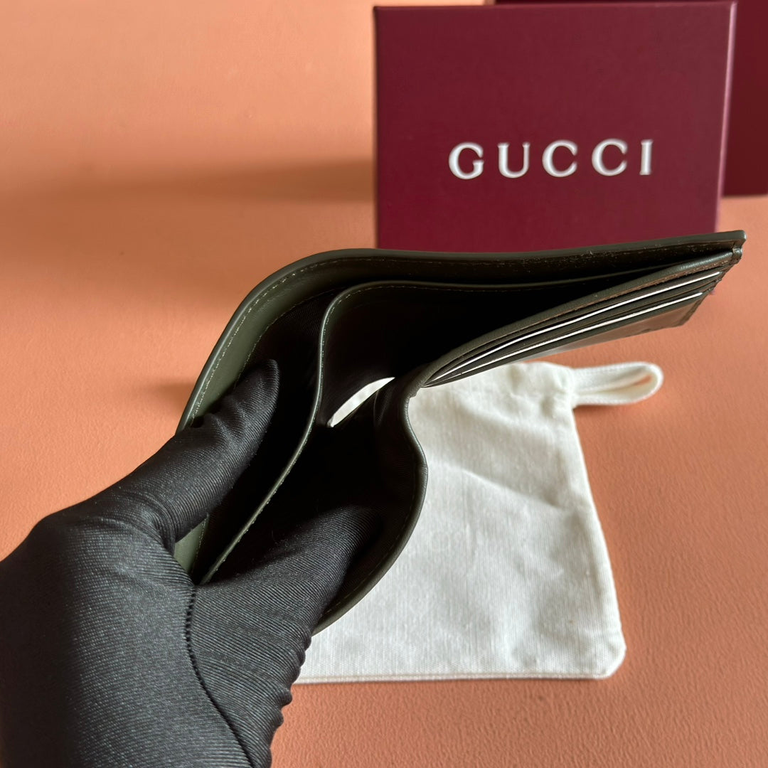 GG Monogram Bi-Fold Wallet Forest Green Fabric